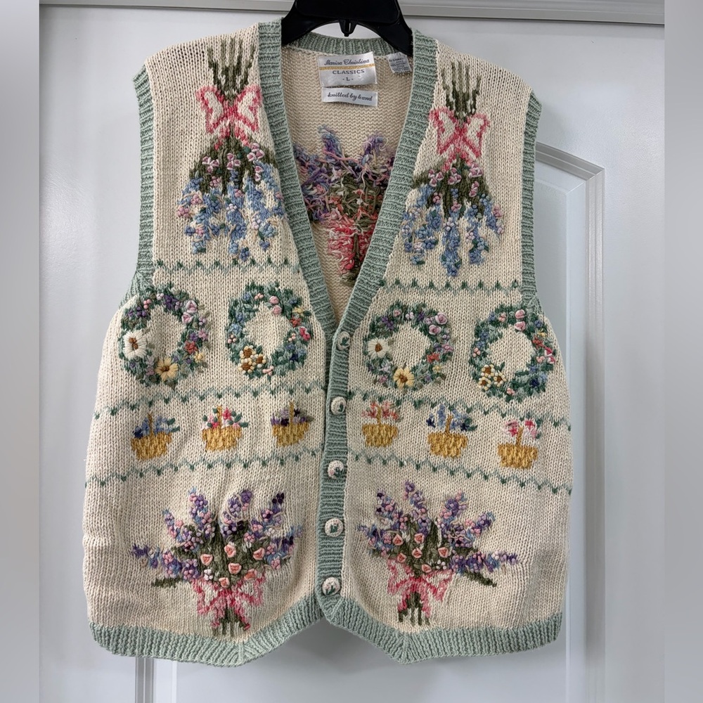 Marisa Christina sweater Vest  Floral Spring Granny Preppy/Cottage Core/ Y2K/VTG